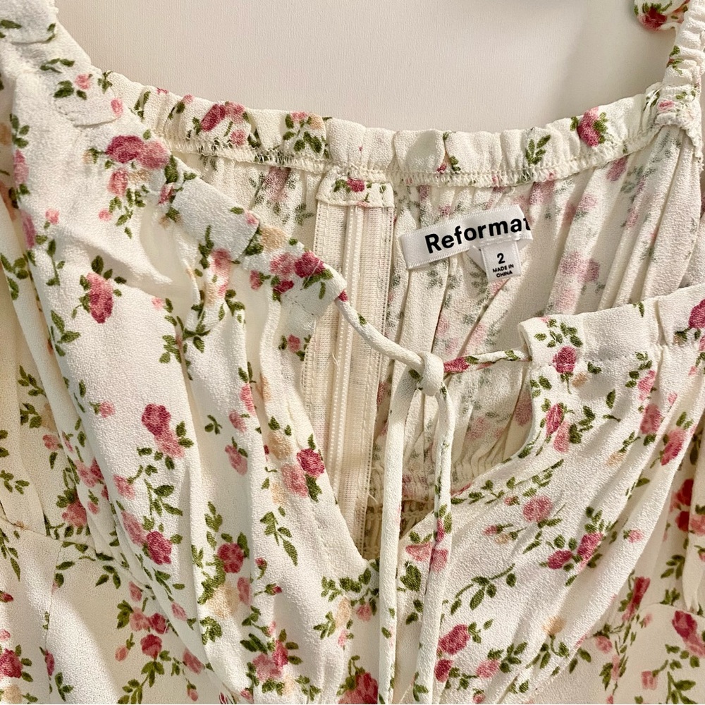 NWOT Reformation Cortese Top in Boheme floral pink white 2 - Picture 4 of 5